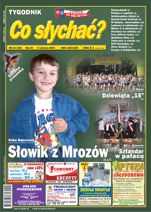 Okładka gazety Co słychać? - nr 23 (348) 2004